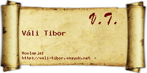 Váli Tibor névjegykártya